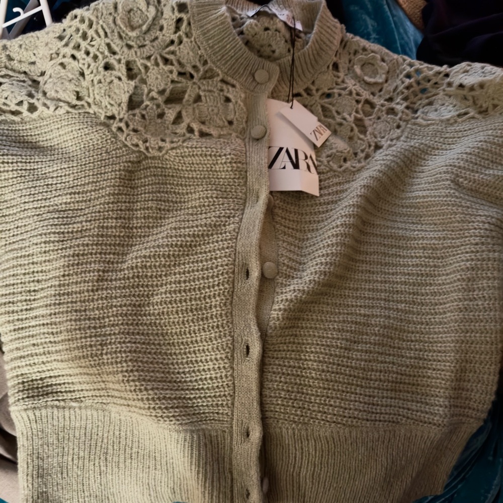 Zara Combination Crochet Knit Jacket - Picture 3 of 4
